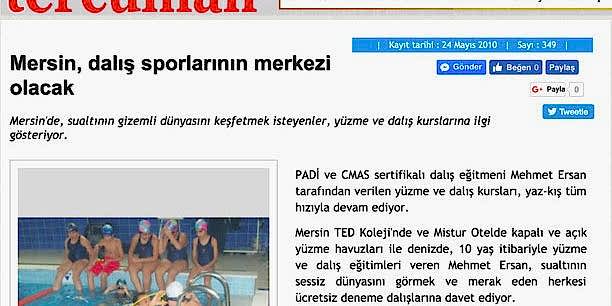 Tercüman - Mersin Dalış  Sporu Merkezi Olacak